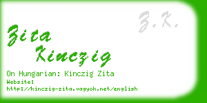 zita kinczig business card